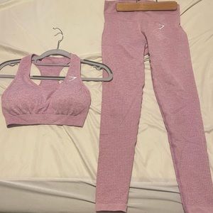 Gymshark womens Vital seamless sports bra and leggings set, pink size small